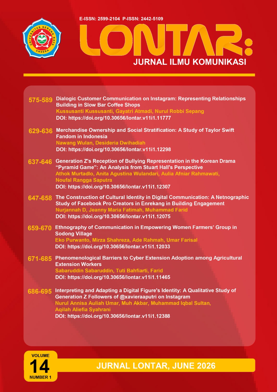 Cover Lontar : Jurnal Ilmu Komunikasi